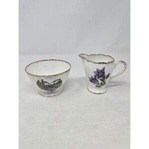 VINTAGE GLADSTONE CREAMER SUGAR BOWL BONE CHINA YUKON CANADA COLLECTIBLE FLOWER